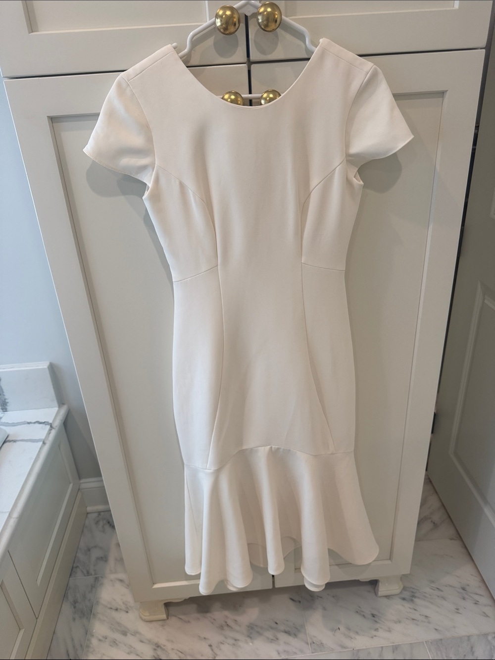 Amanda Uprichard White Short-Sleeve High-Low Midi Dress